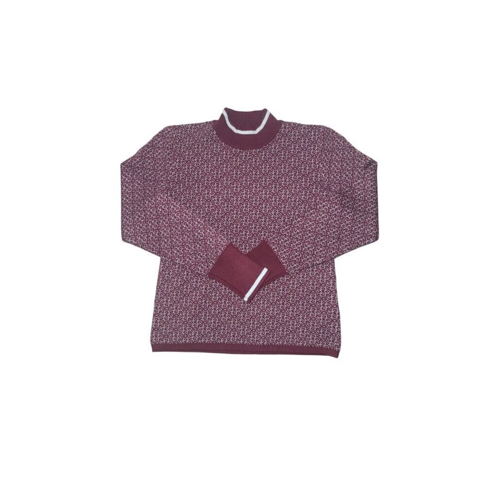 Guess, round neck sweater, long sleeves, with design, red and white. Size XL.